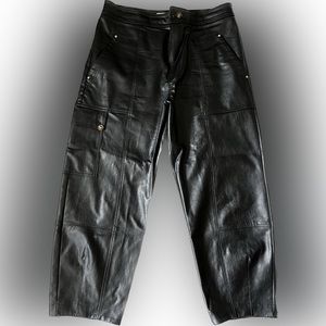 NWT Anthropologie Gabi Faux Leather Utility Pants Color Black size 12